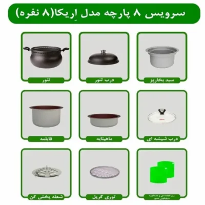 سرویس غذاپز همه کاره مدل ۸ پارچه ۸ نفره- اریکا